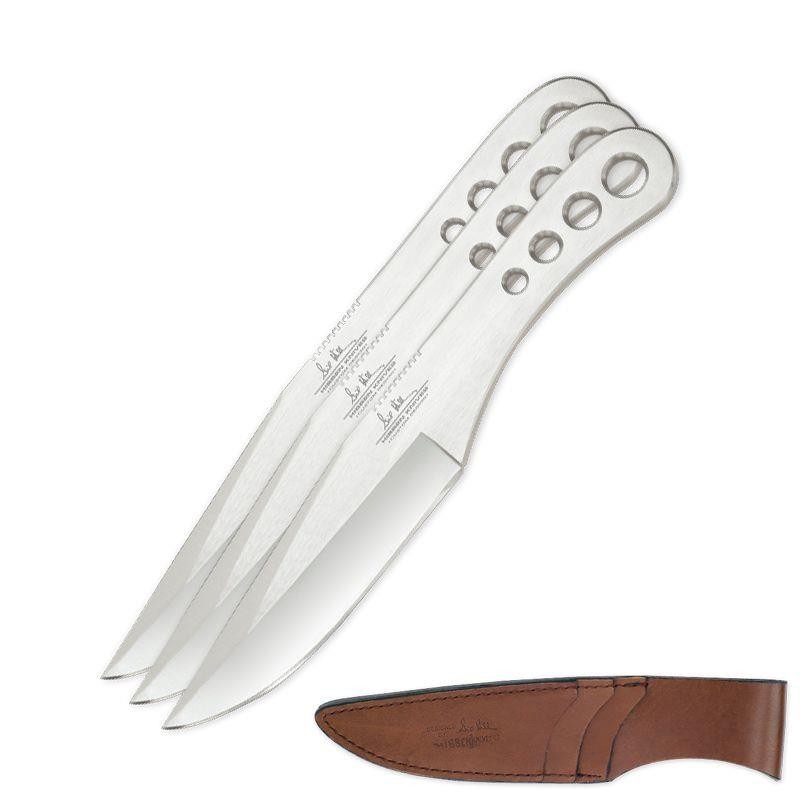 Gil hibben large 3 piece knife throwing set w leather sheath